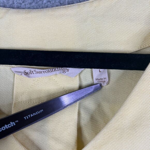 Soft Surroundings Tunic Blouse Womens Large Yellow Roll Tab Sleeve Button V-Neck - Picture 4 of 9